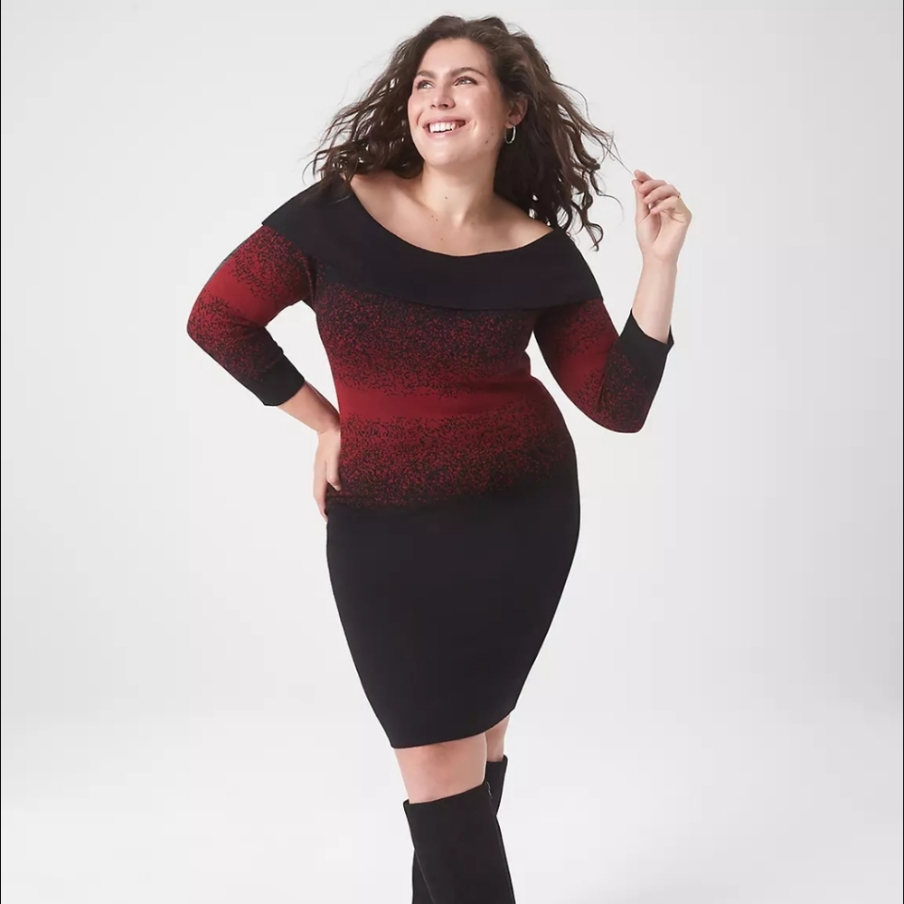 Lane Bryant Sweater Dress Off The Shoulder Long Sleeves